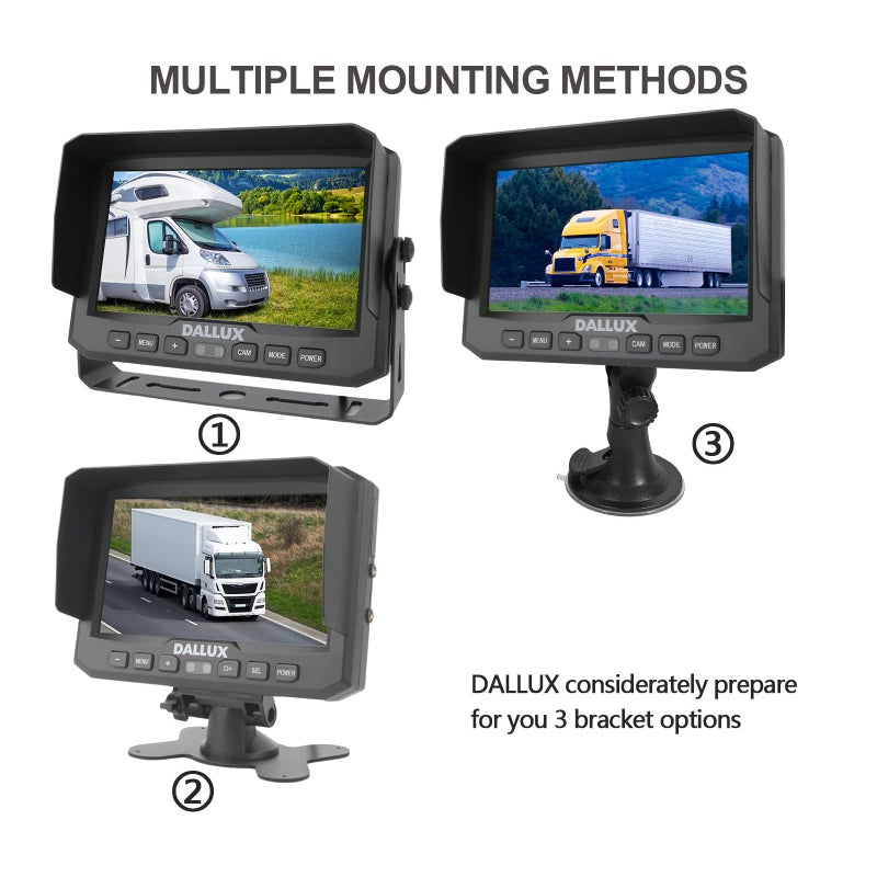 DALLUX Truck Backup Camera kit,HD 1080P Rearview Cab Cam with 7 inch Monitor+ 4 PIN Extension Cable for Bus/Truck/Van/Trailer/RV/Camper/Motor Home/Pickup/Harveste/Heavy Duty Vehicles(12V-24V) - Image 4